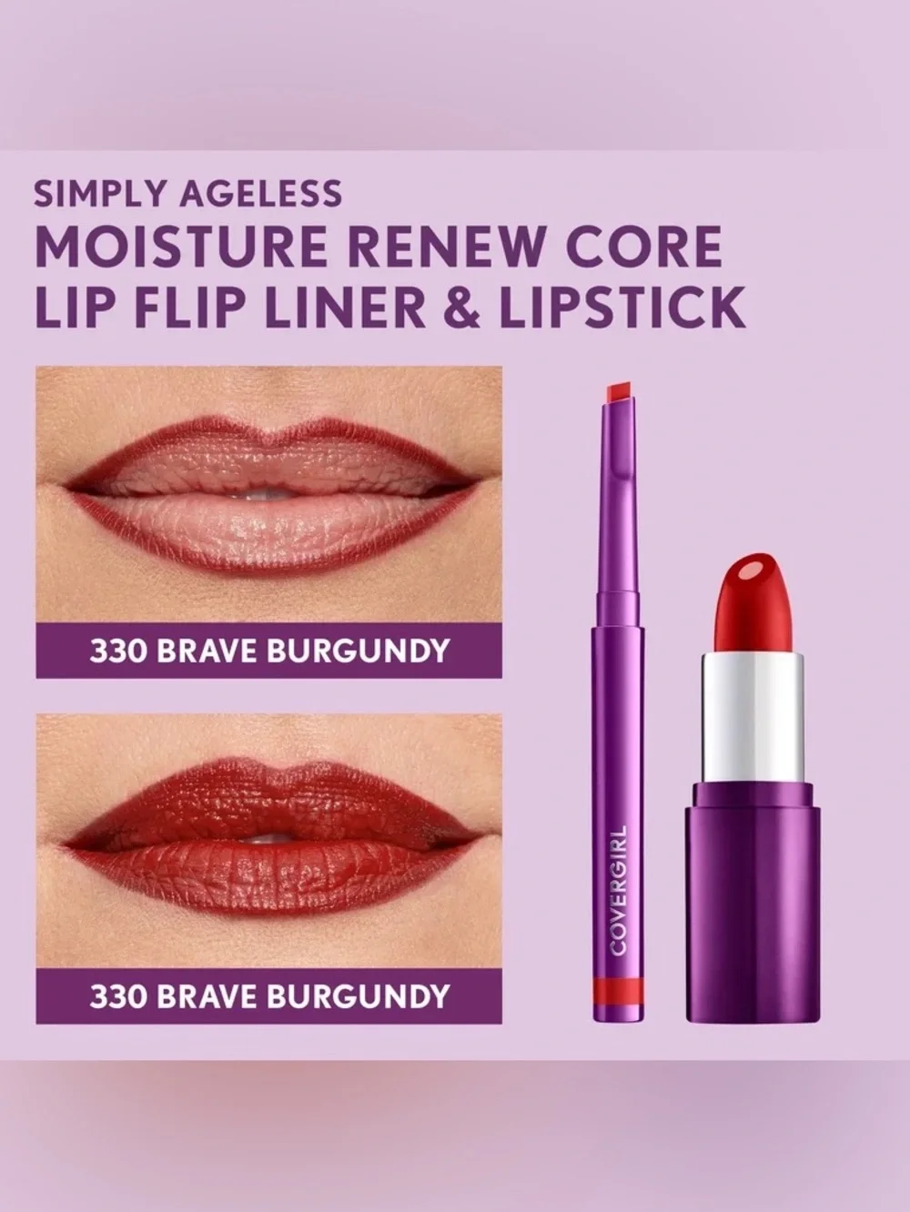 Lip flip liner with vitamins in brave Burgundy Red - long wear